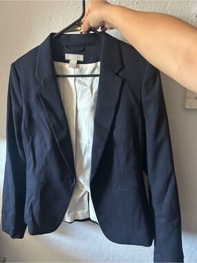 H&M Classic Navy Blazer - Single Button Tailored Jacket